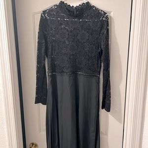 SweatyRocks Sexy Sheer Lace Long Sleeve Split Maxi Dress, Women’s Large